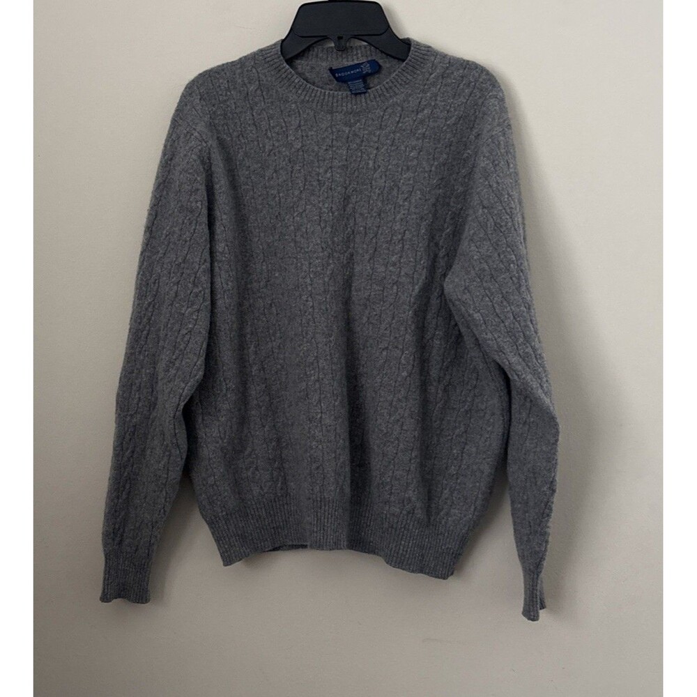 Brookmore 100% Cashmere Sweater Gary Cable Knit Crewneck Mens XL